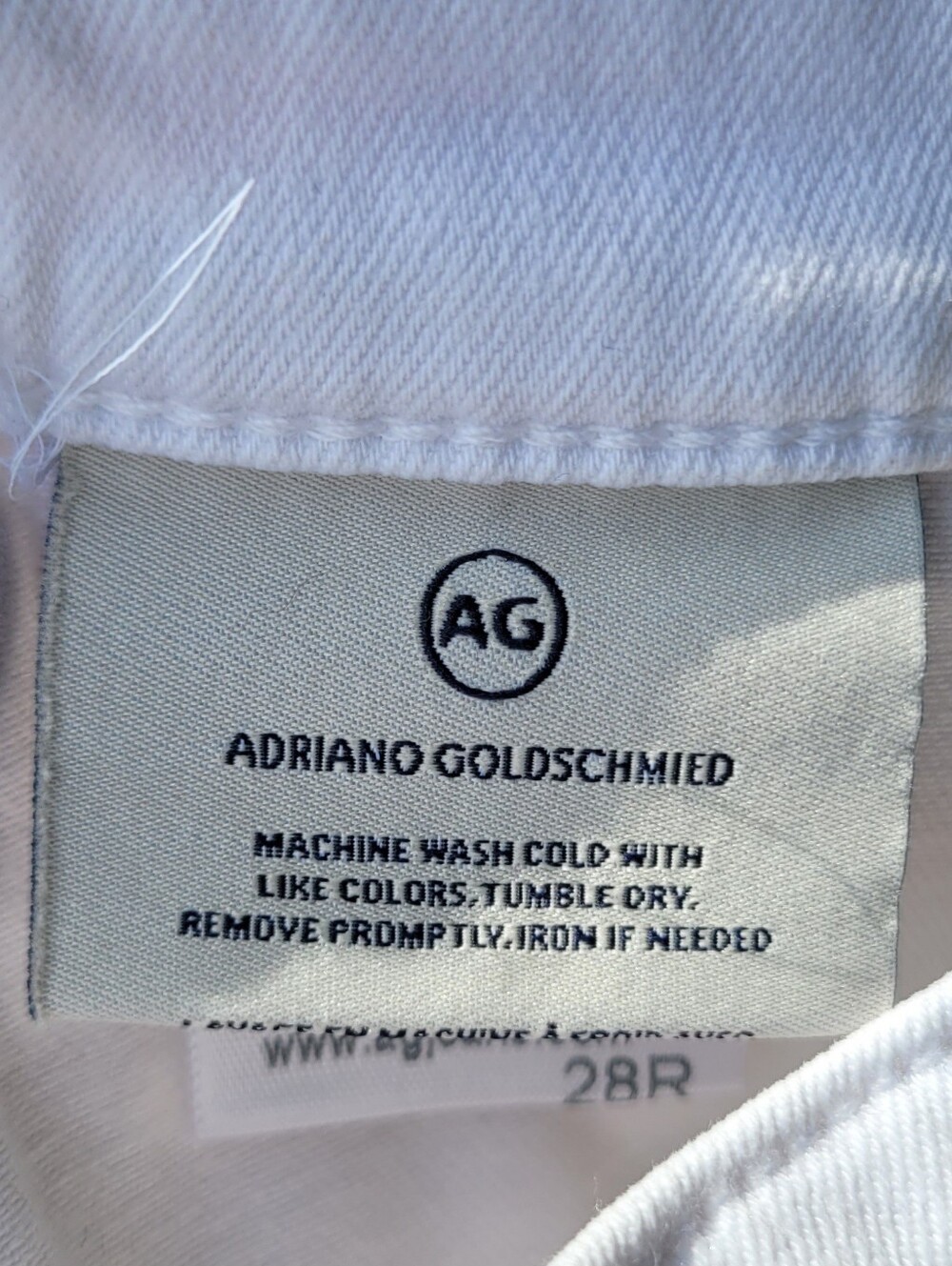 AG Adriano Goldschmied The Harper Straight Jeans White Raw Hem Size 28 (29x30) - Picture 6 of 7